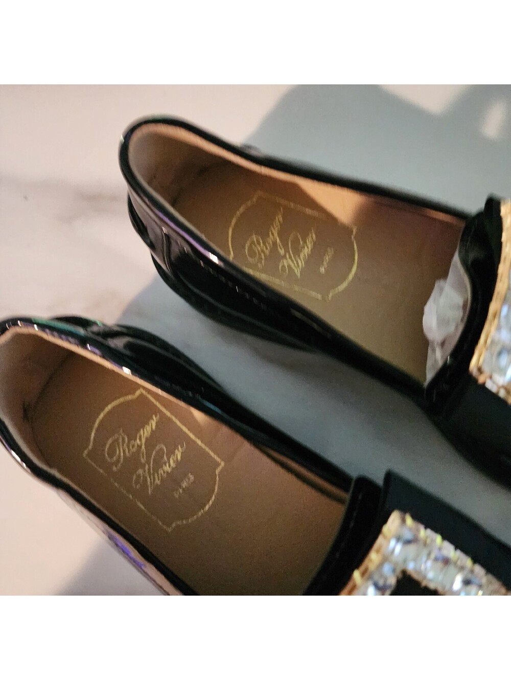 New Black Patent Crystal Buckle Loafers Women’s Fits Size 8 – Luxury-Inspired - Picture 2 of 12